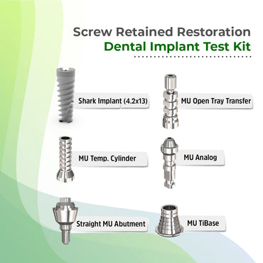 Screw Retained Restoration Dental Implant Test Kit Inc. 6 components