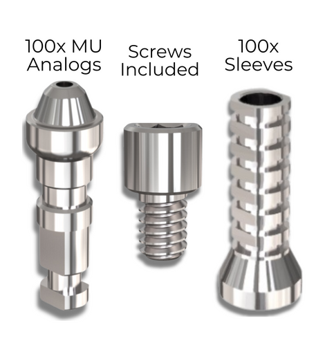 100 X Multi Unit Titanium Cylinder Sleeve & 100 X Multi Unit Analog Bundle Special